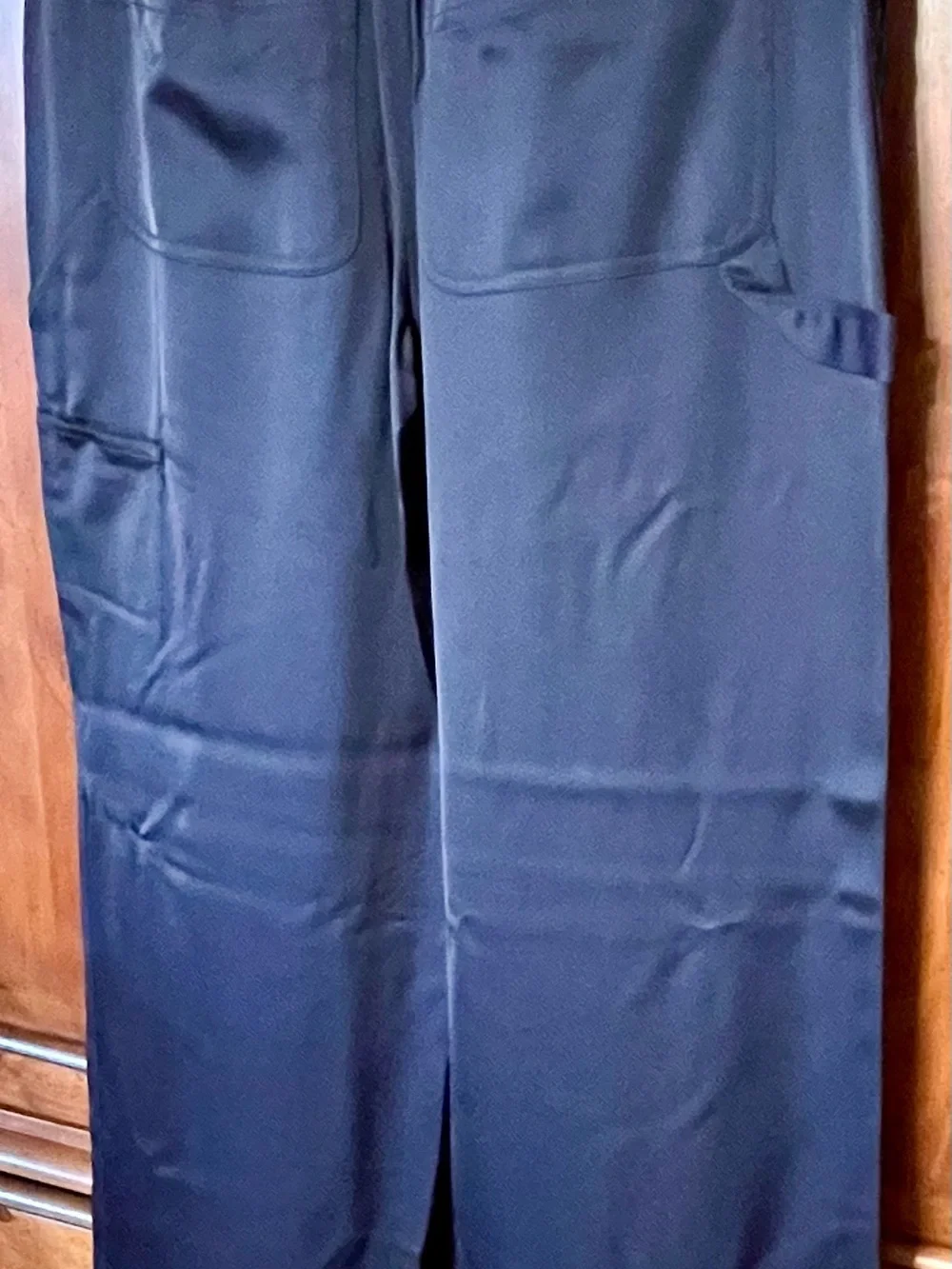 Navy Satin-Look Trousers- Club Monaco
